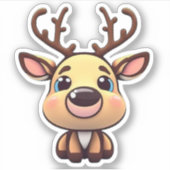 Sticker Cute Reindeer, Cerf aux Antlers, Graphique de dess (Devant)
