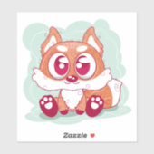 Sticker Cute Renard Cartoon (Feuille)