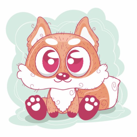 Sticker Cute Renard Cartoon (Devant)