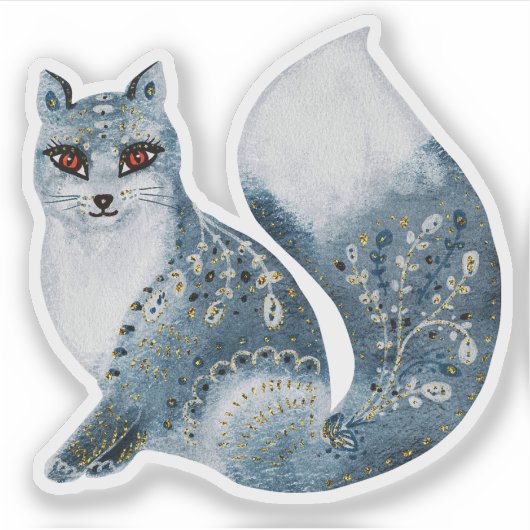 Sticker Cute Renard gris (Devant)
