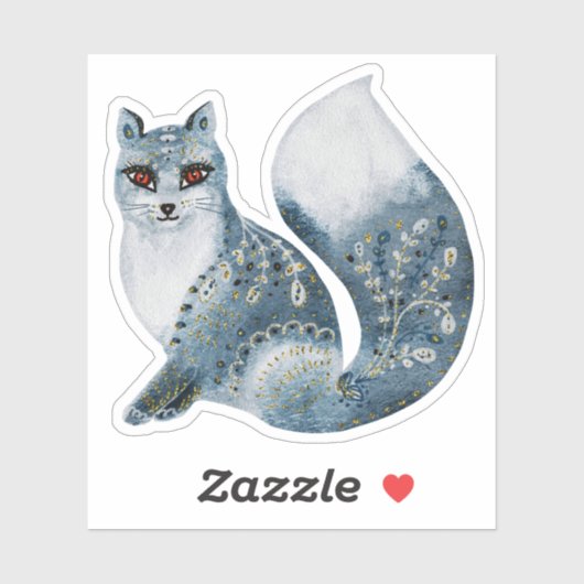 Sticker Cute Renard gris (Feuille)