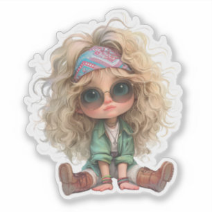 Sticker Cute Retro Girl