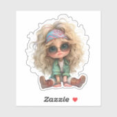 Sticker Cute Retro Girl (Feuille)