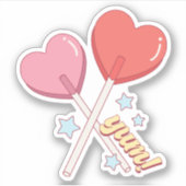 Sticker Cute Retro Heart Sucker Valentine's Day Vinyl (Devant)