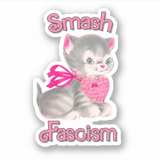 Sticker Cute Rétro Kitten - Fascisme Smash (Devant)