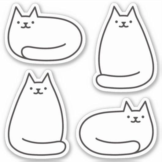 Sticker Cute ronde Kawaii Chat blanc (Devant)