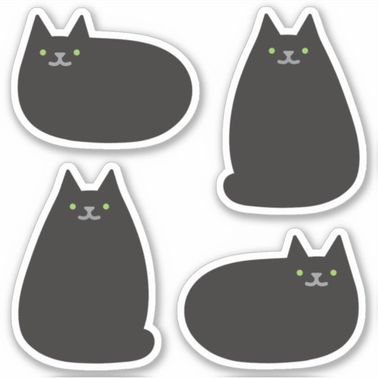 Sticker Cute ronde Kawaii Chat noir (Devant)