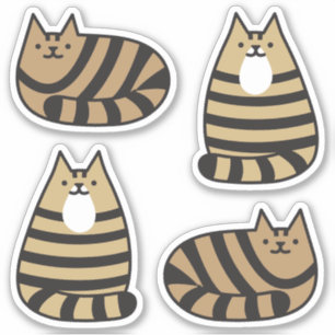 Sticker Cute ronde Kawaii Stripey Brown Tabby Cat