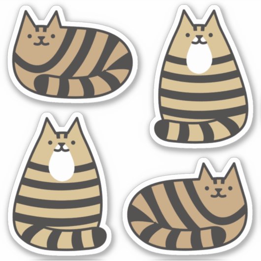 Sticker Cute ronde Kawaii Stripey Brown Tabby Cat (Devant)