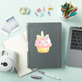 Sticker Cute rose Cupcake Unicorn avec Rose (Couverture iPad)