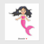 Sticker Cute rose mermaid fille art (Feuille)