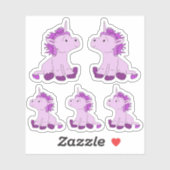 Sticker Cute Rose Unicorn Dessin Girls (Feuille)
