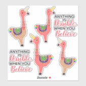 Sticker Cute rose Unicorn Flamant rose Llama Inspiration (Feuille)