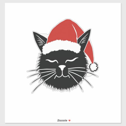 Sticker Cute Santa Cat Lover Christmas Men Women Kids T-Sh (Feuille)