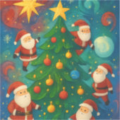 Sticker Cute Santa Claus Christmas Tree Illustration (Recto)