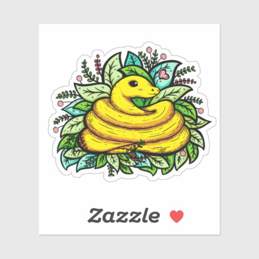 Sticker Cute serpent (Feuille)