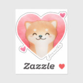 Sticker Cute Shiba Inu dans un coeur (Feuille)