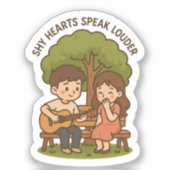 Sticker Cute Shy Love Guitare Couple (Recto)