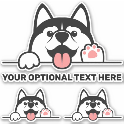 Sticker Cute Siberian Husky texte personnalisé (Devant)