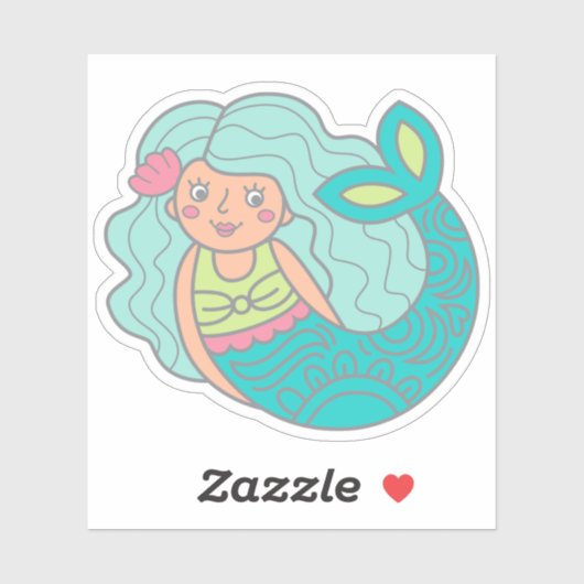 Sticker Cute sirène (Feuille)