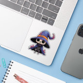 Sticker Cute Skeleton Witch - Halloween Kawaii (Ordinateur portable avec iPhone)