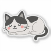 Sticker Cute Sleeping Tuxedo Cat Drawing (Devant)