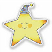 Sticker Cute Sleepy Star Cartoon Illustration (Devant)