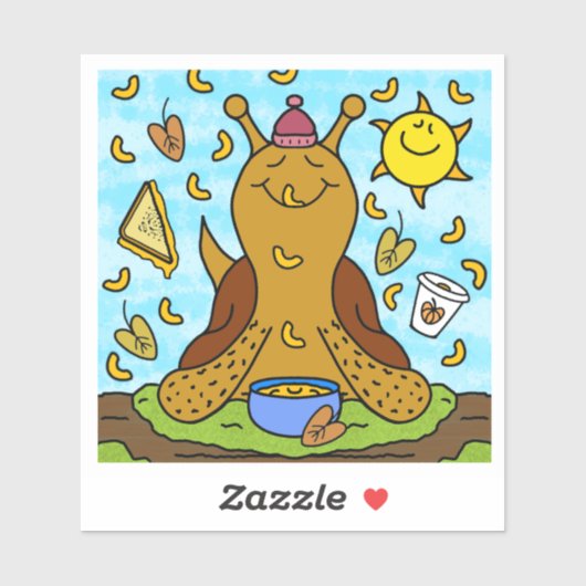 Sticker Cute Snail Confort Nourriture Bonne Automne Vinyl (Feuille)
