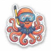 Sticker Cute Snorkeling Octopus - Ocean Explorer (Recto)