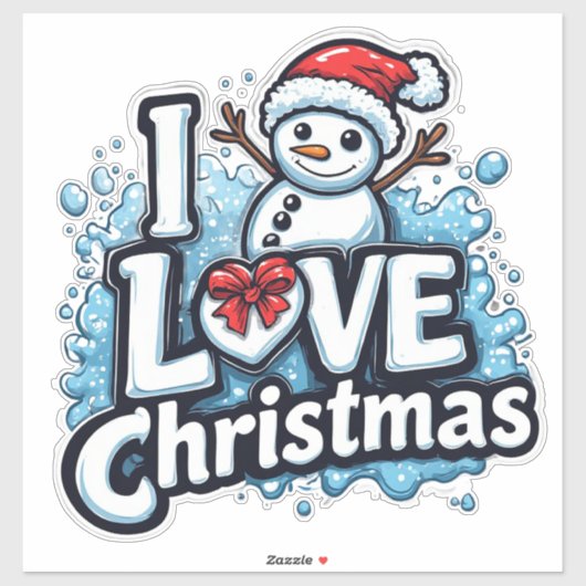 Sticker Cute Snowman With Red Hat And Scarf (Feuille)