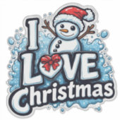 Sticker Cute Snowman With Red Hat And Scarf (Devant)