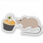Sticker Cute souris manger Halloween Eyeball Cupcake (Devant)