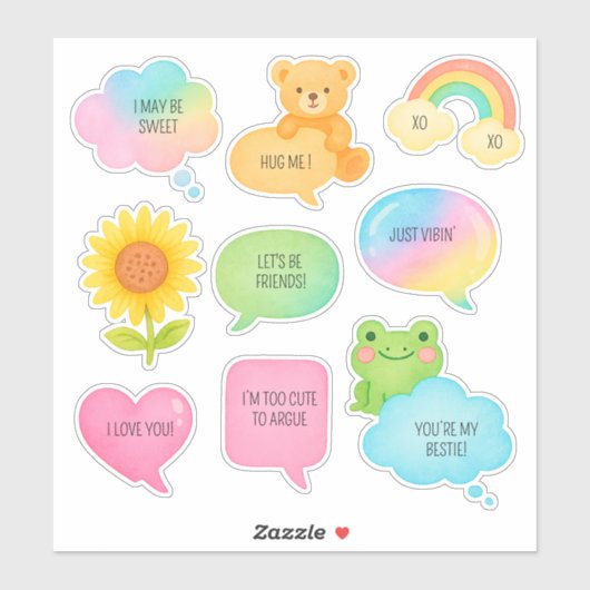 Sticker Cute Speech Bubbles enfants scrapbook conversation (Feuille)
