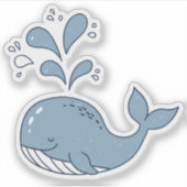 Sticker Cute Spouting Whale Motif ID1251 (Devant)