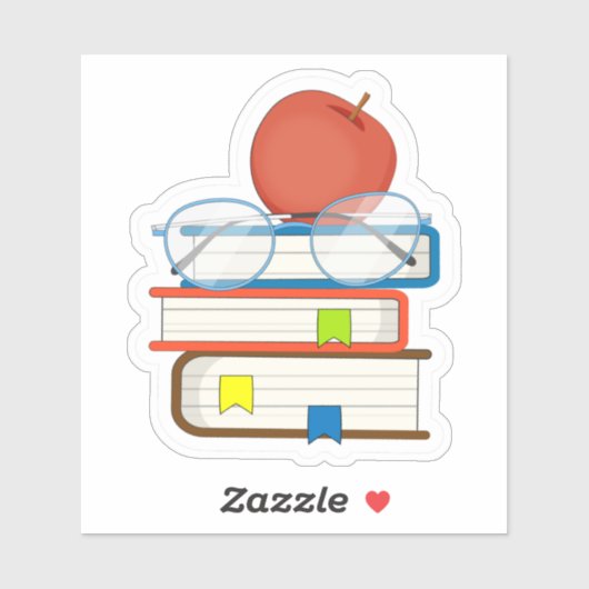 Sticker Cute Stack Livres Apple Teacher School (Feuille)