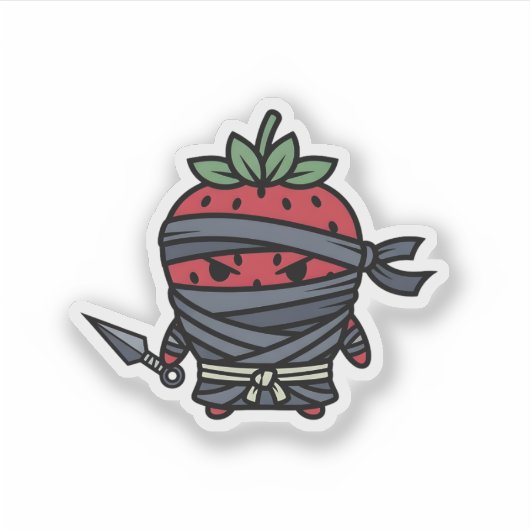 Sticker Cute Strawberry Ninja Assassin Japanese Pop Art (Devant)