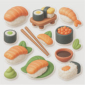 Sticker Cute Sushi Collage – Kawaii Japanese Food. (Devant)
