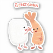 Sticker Cute sushi riz crevettes amis dessin animé (Devant)