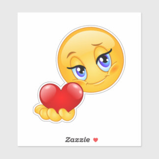 Sticker cute sweet emoji love hearts kiss classic round