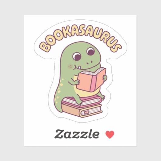 Sticker Cute T-rex Dinosaur Lire Un Livre Boisaurus Fun (Feuille)