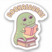 Sticker Cute T-rex Dinosaur Lire Un Livre Boisaurus Fun (Devant)
