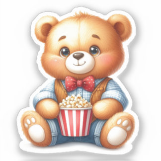 Sticker Cute Teddy Bear Popcorn Bucket
