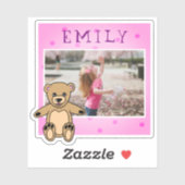 Sticker Cute Teddy Bear Rose Nom Photo Girl (Feuille)