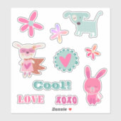 Sticker Cute & tendance Retro Animal Floral (Feuille)