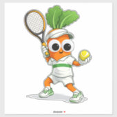 Sticker Cute Tennis Carrot – Funny Sports Mascot (Feuille)