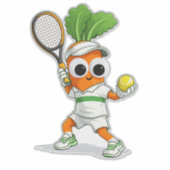 Sticker Cute Tennis Carrot – Funny Sports Mascot (Devant)