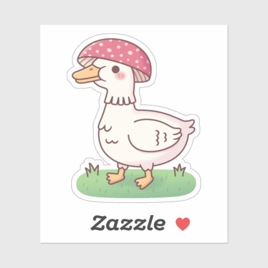 Sticker Cute Toadstool Champignons Canard (Feuille)