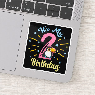 Sticker Cute Toucan 2e anniversaire 2 année fille de naiss