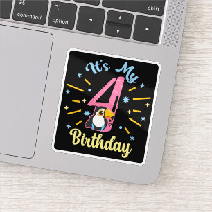 Sticker Cute Toucan 4e anniversaire 4 année fille de naiss