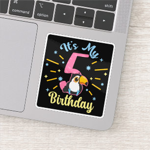 Sticker Cute Toucan 5e anniversaire 5 année fille de naiss